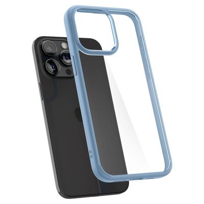2. Spigen Crystal Hybrid Case for iPhone 15 Pro Max - Clear Blue