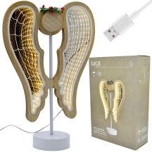 DECORATIVE ANGEL WINGS WOODEN 106 LED INFINITY 37CM USB LUCA