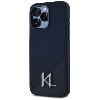 2. Karl Lagerfeld Silicone Shadow Metal Initial MagSafe Case for iPhone 15 Pro Max Black