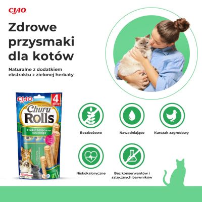 2. INABA Churu Rolls Tuna with Chicken - a treat for cats - 4x10 g