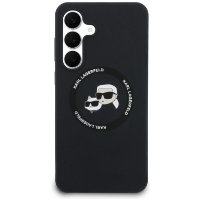 3. Karl Lagerfeld Silicone Karl & Choupette Heads MagSafe Case for Samsung Galaxy S25 FE - Black