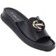 Women's leather wedge sandals, black, S.Barski KV61-6046