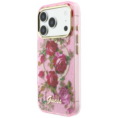 2. Guess IML Glitter Blossom Roses Case for iPhone 17 Pro / 18 Pro - Pink