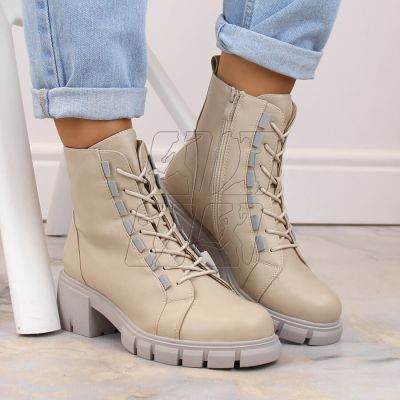 5. Insulated lace-up and zipper boots Jezzi W JEZ422B, beige