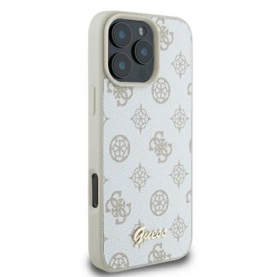 4. Guess Peony Script Logo MagSafe iPhone 16 Pro Case - White