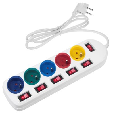5. MACLEAN 5-OUTLET POWER STRIP WHITE WITH SWITCHES MCE204M/W