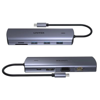 3. UNITEK HUB USB-C 9IN1, HDMI, VGA, SD, RJ45, 3X USB-A, PD 100W