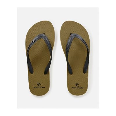 3. RIP CURL Brand Logo Bloom Open Toe Olive Beach Flip-Flops