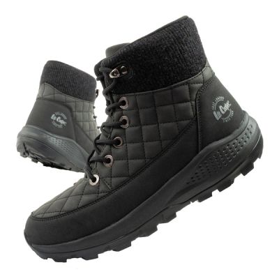 Lee Cooper women's winter hiking sports shoes, insulated, black, eco-leather