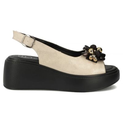 2. Women's gold leather wedge sandals Filippo DS7577