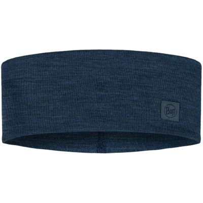 BUFF MERINO WIDE HEADBAND SOLID NIGHT BLUE