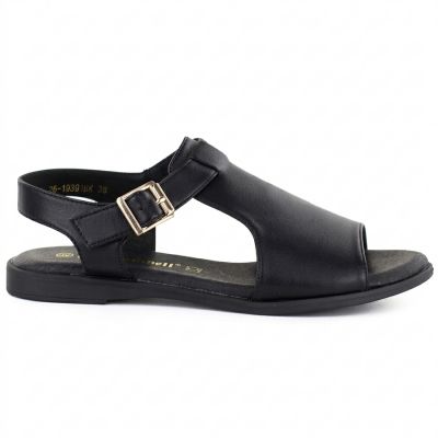 2. Women's black leather sandals Cambell 19391