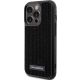 2. Karl Lagerfeld Rhinestone Logo Metal Plate case for iPhone 15 Pro - black