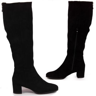 14. Women’s Black Block-Heel Boots with Warm Lining – Sergio Leone