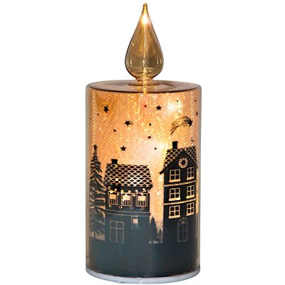 2. DECORATIVE GLASS CANDLE WARM WHITE LED 21CM