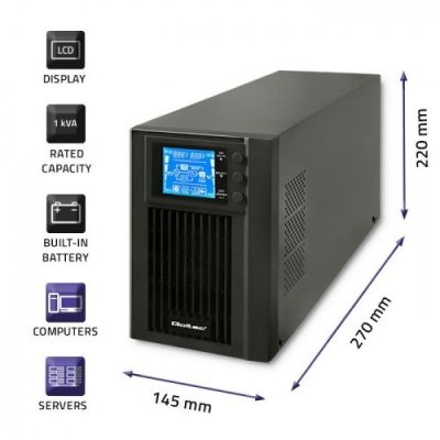 3. Qoltec 53042 UPS Double Conversion (Online) 1 kVA 800 W 2 x Mains Socket
