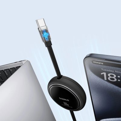 4. Baseus Free2Draw Mini USB-C - USB-C 100W 1m retractable cable - black