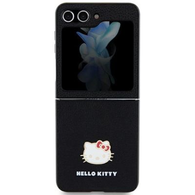 3. Hello Kitty Metal Logo Kitty Head case for Samsung Galaxy Z Flip 5 - black