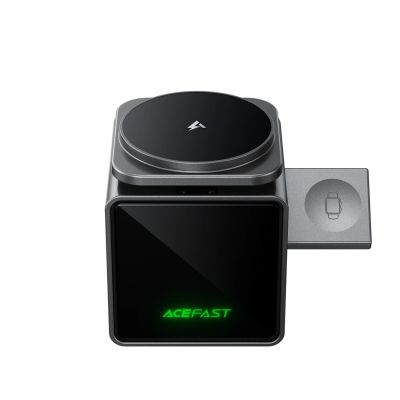 2. Acefast E34 22.5W 3-in-1 inductive charger with built-in cable for smartphone and smartwatch - gray