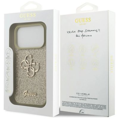 8. Guess Fixed Glitter Big 4G case for iPhone 17 Pro - gold