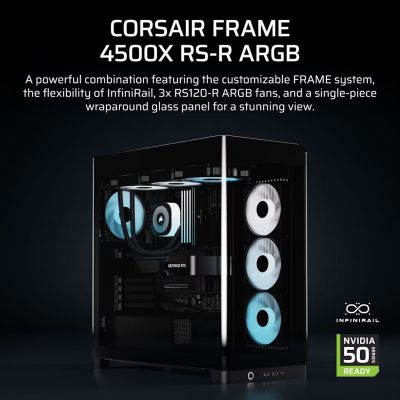9. Corsair FRAME 4500X RS-R ARGB Tempered Glass Mid-Tower Case, Black
