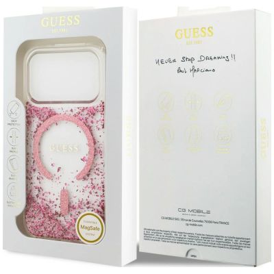 8. Guess Resin Bottom Glitter MagSafe Case for iPhone 18 Pro Max / 17 Pro Max - Pink