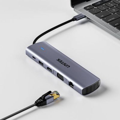 7. UNITEK D1113BGY01 Hubs and Concentrators 2 x USB 3.2 Gen 2 (3.1 Gen 2) Type-C 1000 Mbit/s Gray