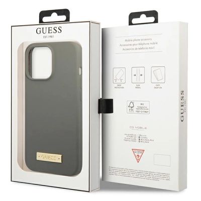 8. Guess GUHMP13XSPLG iPhone 13 Pro Max 6.7" grey/grey hard case Silicone Logo Plate MagSafe