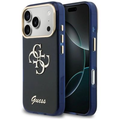 Guess IML 4G Script Metal case for iPhone 17 Pro Max - blue