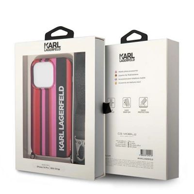 7. Karl Lagerfeld Color Stripes Strap Case for iPhone 14 Pro - Pink