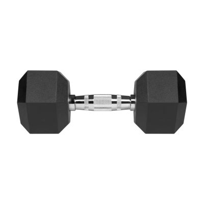 2. HEX 2x10 kg rubber-coated cast iron dumbbells REBEL ACTIVE