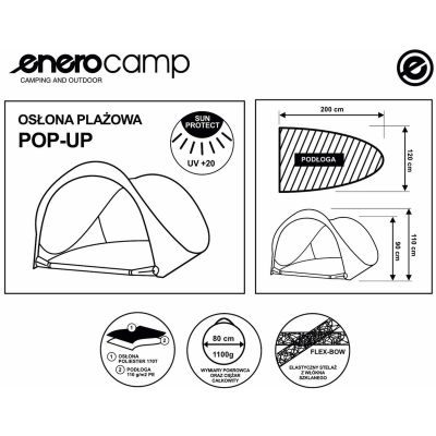 31. SELF-EXPLODING CLOSED BEACH SCREEN TENT 200X120X110/90CM ENERO CAMP