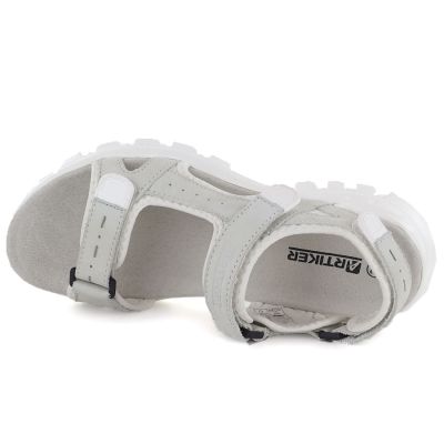 3. Women's leather sports sandals with Velcro, gray Artiker 56C1244