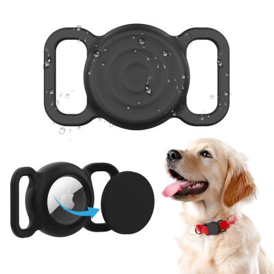 2. AirTag silicone waterproof case for dog or cat collar - black
