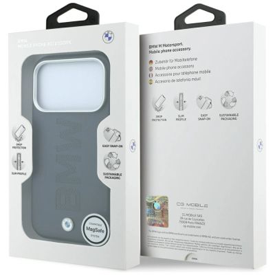 8. BMW Sign Centered Deboss MagSafe Case for iPhone 17 Pro / 18 Pro - Gray