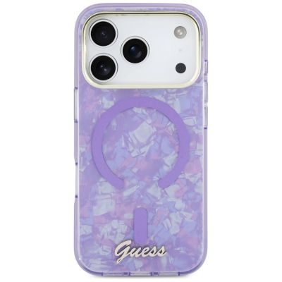 3. Guess IML Shell Script Metal MagSafe Case for iPhone 17 Pro Max - Purple