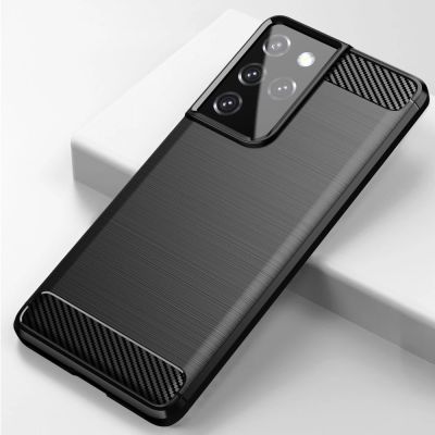 3. Carbon Case Flexible Cover TPU Case for Samsung Galaxy S21 Ultra 5G black