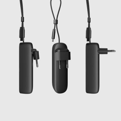 6. SBS Hybrid PD 20W 5000mAh Power Bank with Built-in Cable and Foldable Plug - Black