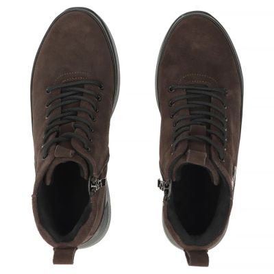 5. Women's leather suede ankle boots on a dark brown platform Filippo DBT4215