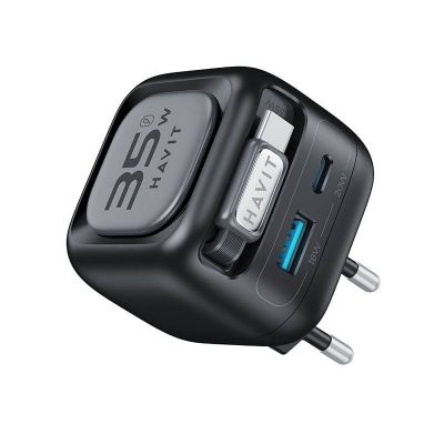4. Havit UC250 Travel Charger with Extendable Cable (Black)