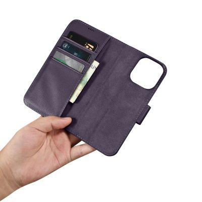 13. iCarer Wallet Case 2in1 Cover iPhone 14 Pro Anti-RFID Leather Flip Case Dark Purple (WMI14220726-DP)