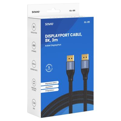 3. SAVIO KABEL DISPLAYPORT 2.1 3M CL-211