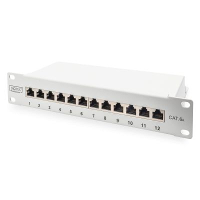 Digitus Patch Panel 10'' 12x RJ45, LSA level, cat.6A, shielded, 1U, gray, cable guide