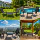 4. Classic Black Forest textile garden furniture set, two chairs + black table