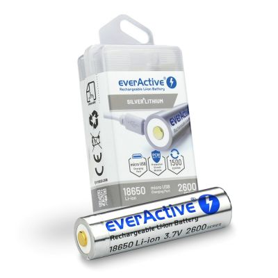 3. EVERACTIVE BATTERY EVERACTIVE 18650 3.7V LI-ION 2600MAH MICRO USB WITH PROTECTION BOX EV18650-26M