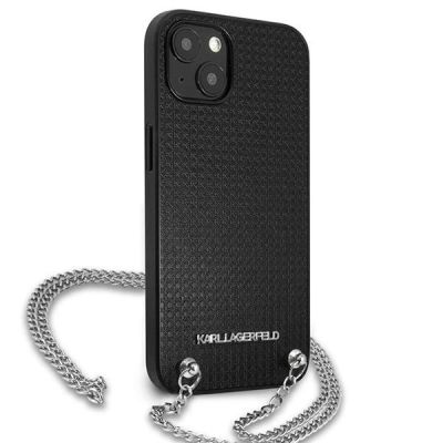 4. Karl Lagerfeld KLHCP13SPMK iPhone 13 mini 5,4 "hardcase black / black Leather Textured and Chain