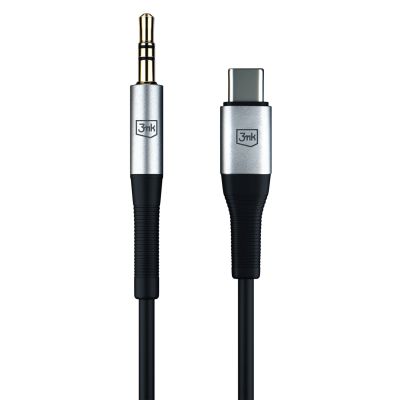 13. 3mk AUX minijack 3.5 mm / USB-C cable - silver
