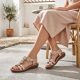 8. Women's gold floral slip-on sandals Rieker V7573-90