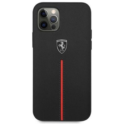 3. Ferrari FEOMSHCP12LBK iPhone 12 Pro Max black/black hardcase Off Track Leather Nylon Stripe