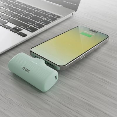5. SBS EcoPower 5000 mAh 10W Powerbank with Built-in USB-C Port - Green